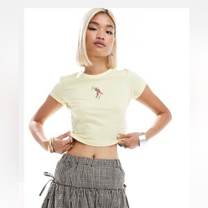 Yellow Graphic Baby Tee Small